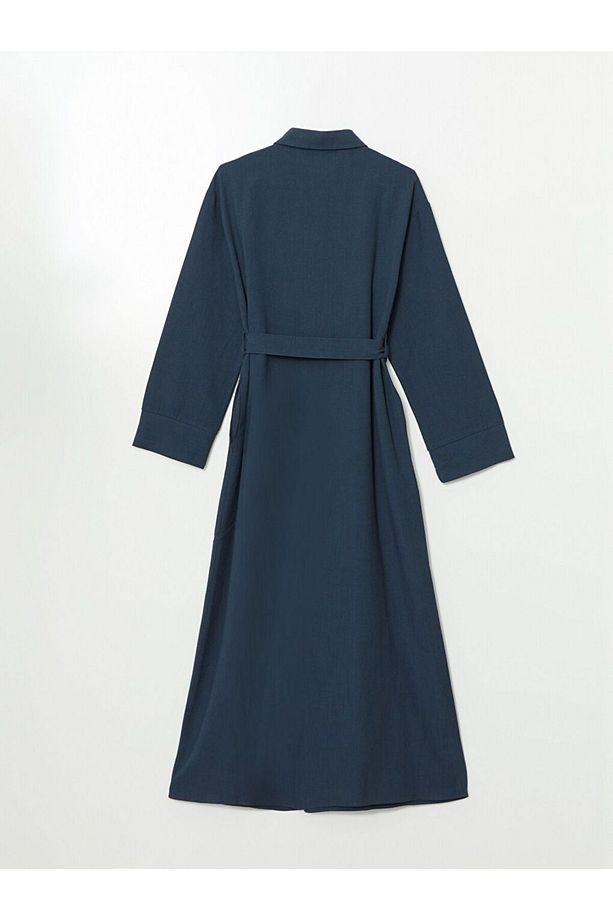 LCW Modest Keten Karışımlı Kadın Gömlek Elbise - 7