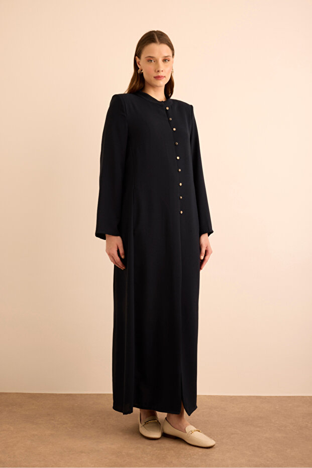 Brit Düğme Detaylı Ferace - 4