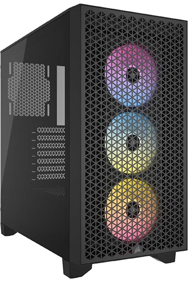 علبة Corsair 3000D RGB Airflow متوسطة الحجم، باللون الأسود