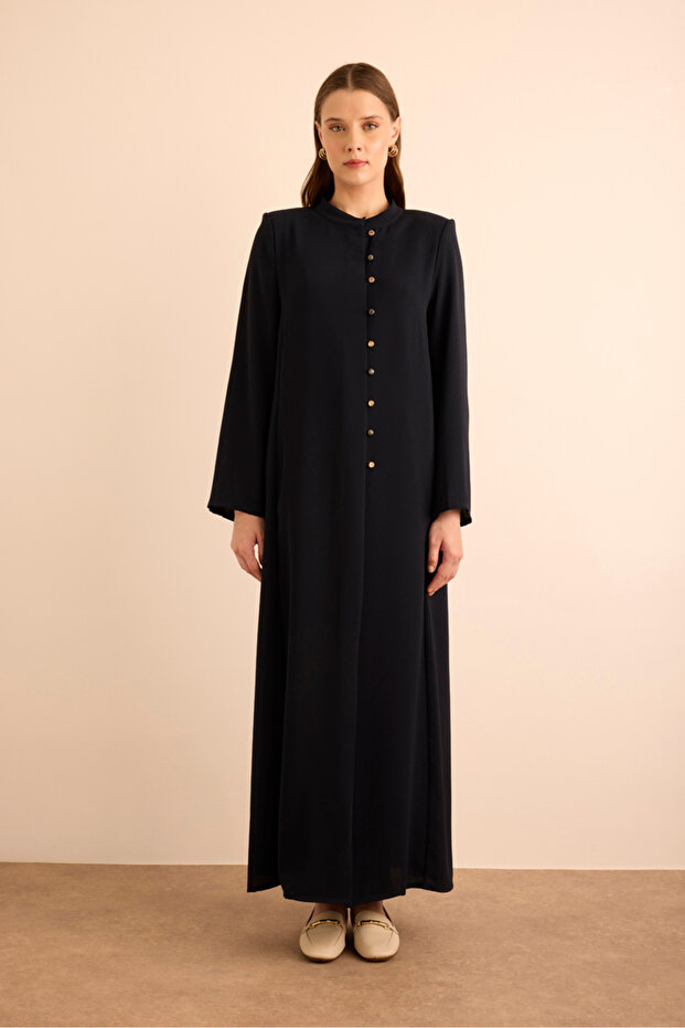 Brit Düğme Detaylı Ferace - 5