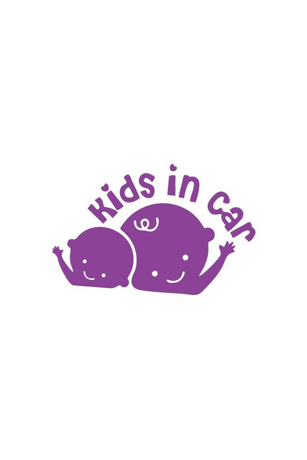 Kids in Car Car Sticker 17X17 cm Purple