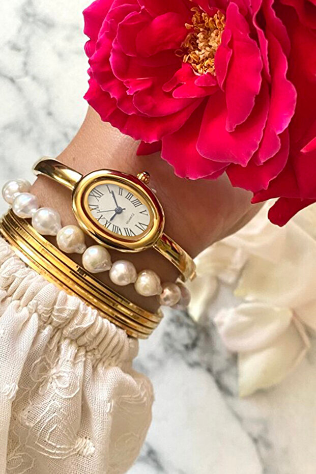 Car Gold Baignoire Handcuff Women Wrist Watch