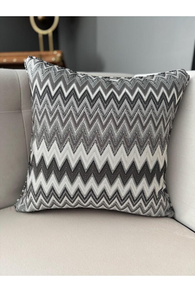 غطاء وسادة منسوج بنمط متعرج من ماريا باللون الرمادي - 3