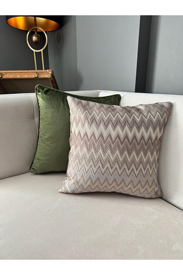 غطاء وسادة منسوج بنمط متعرج من ماريا باللون البيج - 1