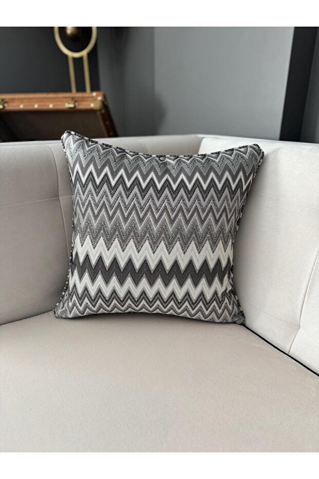 غطاء وسادة منسوج بنمط متعرج من ماريا باللون الرمادي - 1
