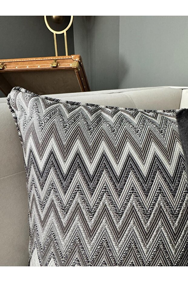 غطاء وسادة منسوج بنمط متعرج من ماريا باللون الرمادي - 4