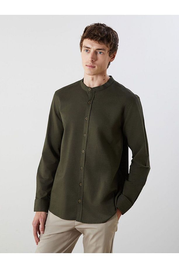 LCWAIKIKI Classic Regular Fit Uzun Kollu Keten Karışımlı Erkek Gömlek - 1
