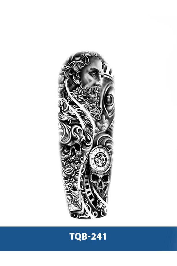 TQB-241 ZEUS VE SAAT DESEN GEÇİCİ KOL DÖVMESİ-TATTO - 1