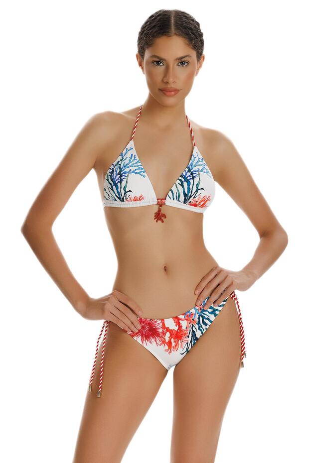 مجموعة بيكيني مثلثة منقوشة من زكي - 1