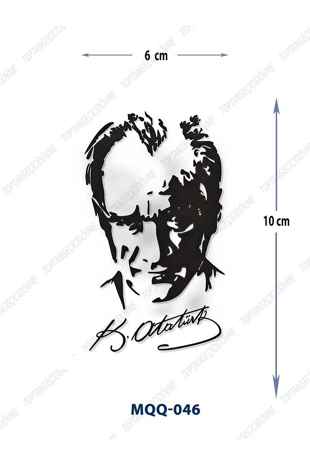 MQQ-046 ATATÜRK PORTRE VE İMZA DESEN GEÇİCİ DÖVME-TATTO - 1