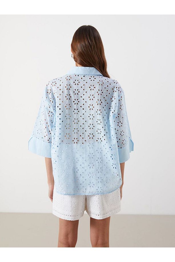 LCW Vision Ajurlu Oversize Kadın Gömlek - 4