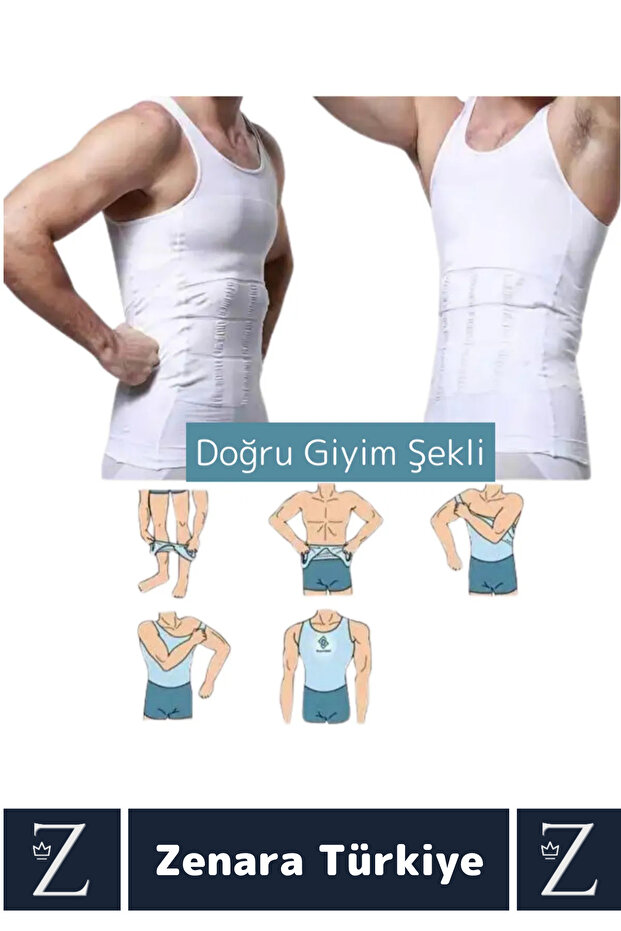 Jinekomasti Dik Duruş Göbek Göğüs Toparlayan Sıkılaştıran Ultra Elastik Erkek Atlet Korse 2 Adet - 5