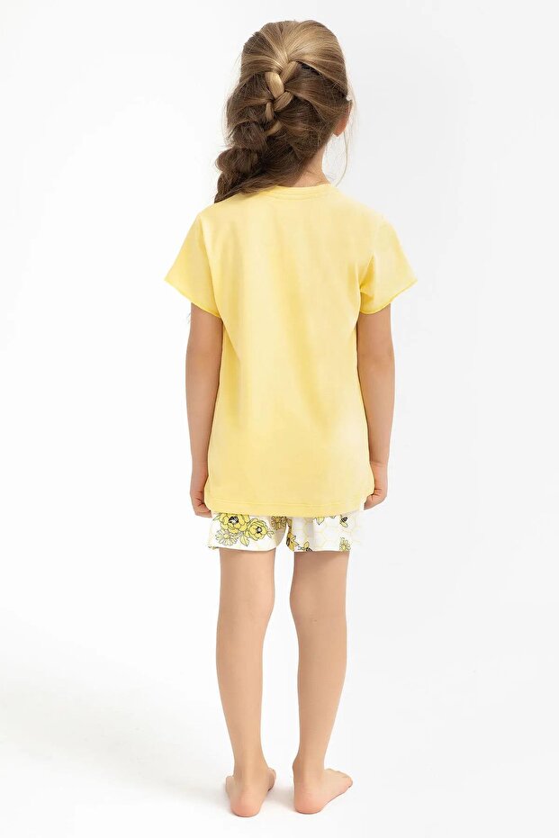 2773 Arı Çiçek Desenli Şort Takım (Anne Kız Kombin Yapılabilir) - 5