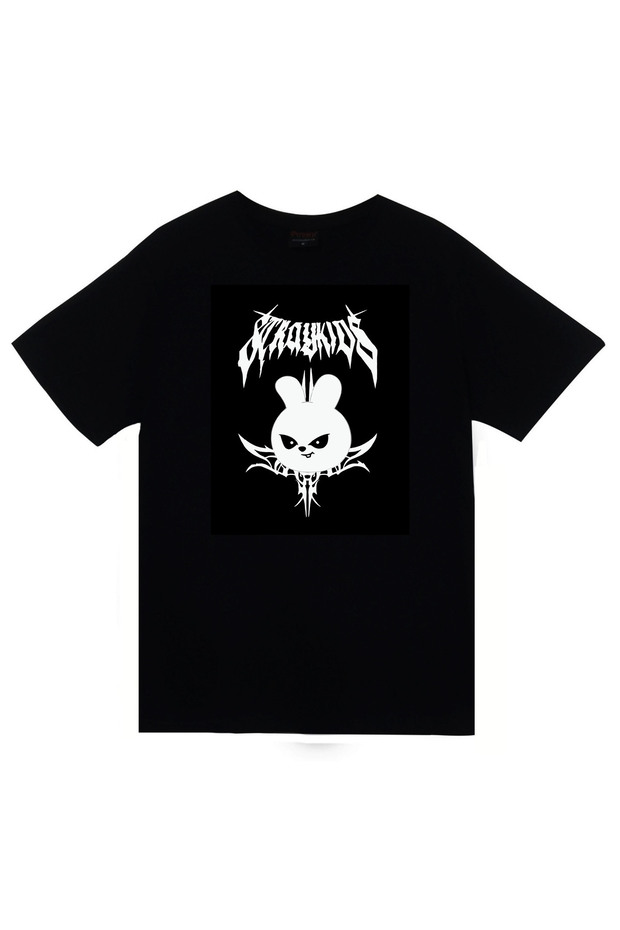 Stray Kids Skzoo Leebit Character Printed Unisex 100% Cotton Black T-Shirt