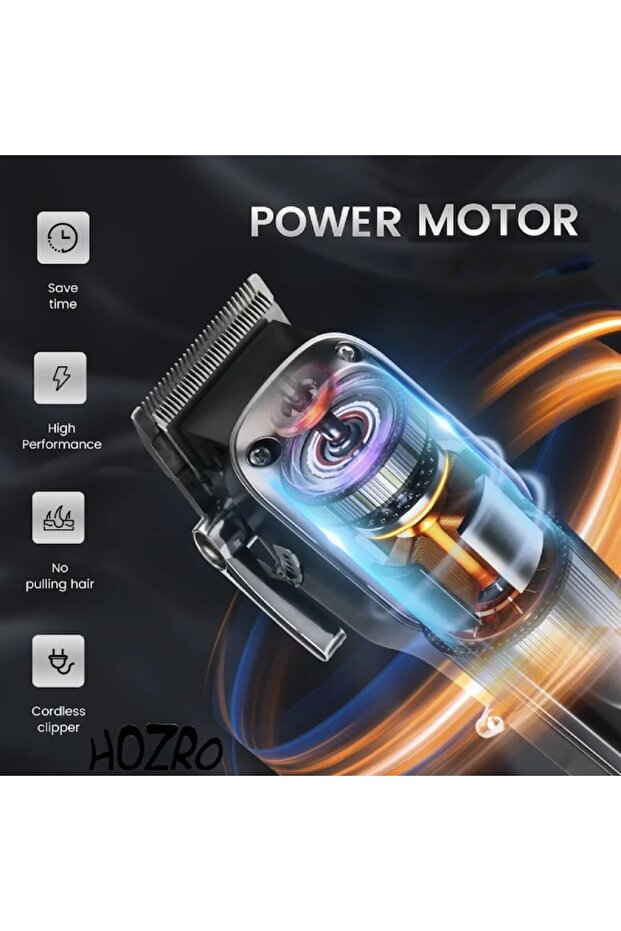 Professional Hair Clipper HOZRO with LED Display, High Autonomy, 2000 mAh, Multiple Accessories and - 3