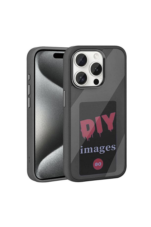 iPhone 15 Pro Kılıf Ekranı Yansıtan KLFS Akıllı NFC Kapak - Gri - 2