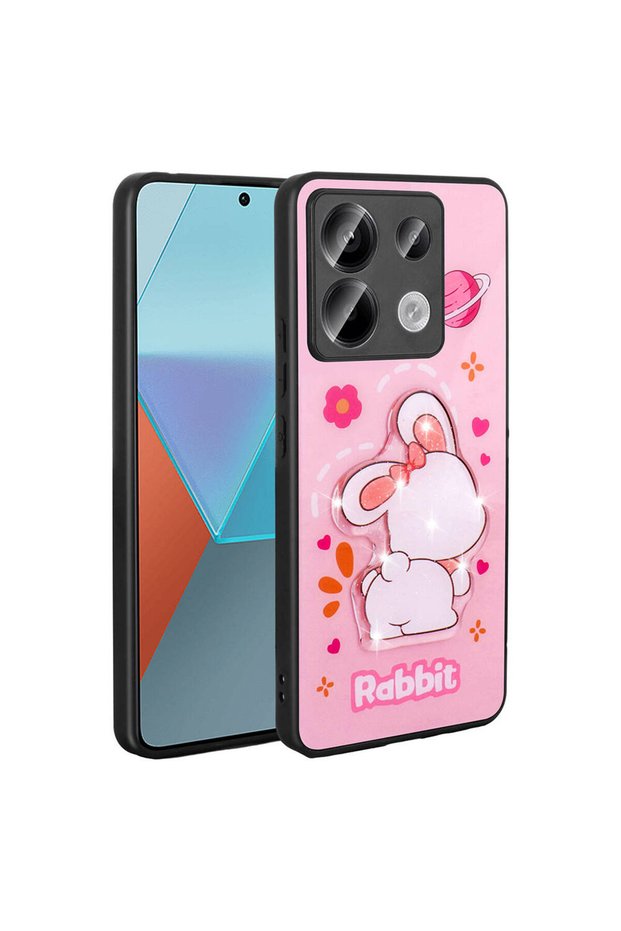 Redmi Note 13 Pro 5g Case Klfs Amas Silicone Cover with Shining Embossed Iconic Figure - Pink