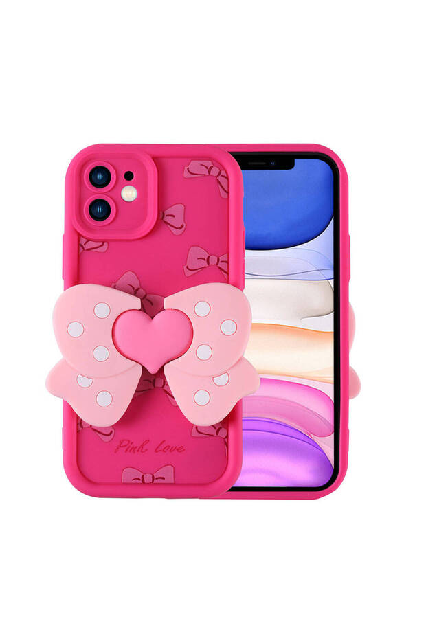 iPhone 11 Case with Camera Protection Figure Design Capya Cover-Pink Dark