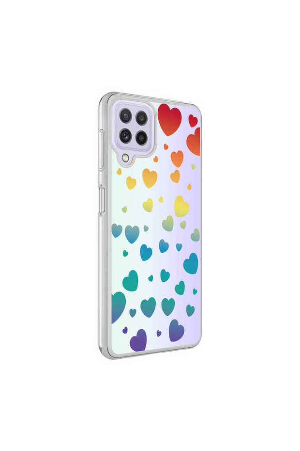 Galaxy M32 Case M-Blue Patterned Cover - Heart No3