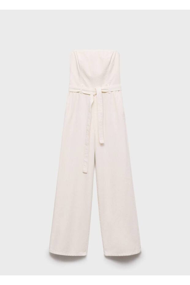 Kemerli denim tulum - 3