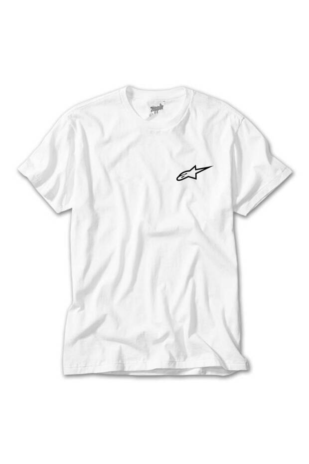 تي شيرت بشعار Alpinestars باللونين الأسود والأبيض
