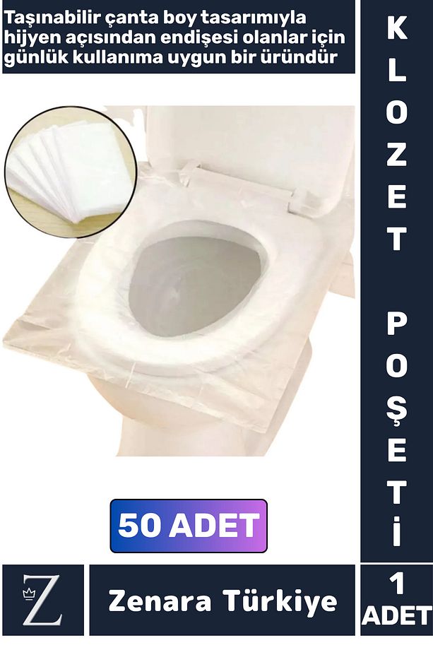 Çanta Boy AVM Tuvalet Günlük Tek Kullanımlık Hijyenik Tam Kaplama Klozet Kapak Poşeti 50 Adet - 1