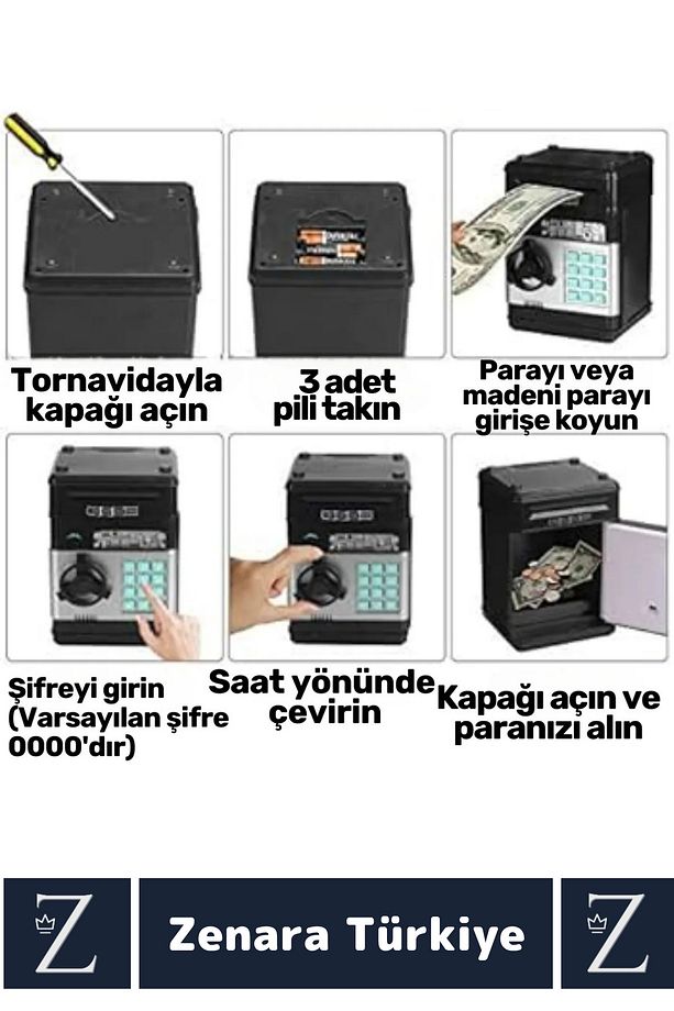 Yüksek Kaliteli Dekoratif Değiştirilebilir Şifreli Sesli Işıklı Uyarı Kağıt Madeni Para ATM KUMBARA - 5