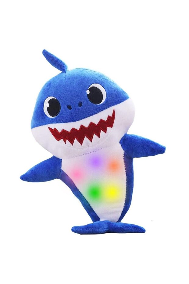 Baby Shark Plush Toy With Music and Light, Best For Gifting - (Blue)