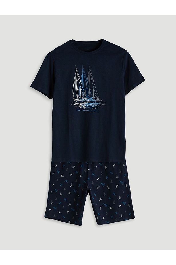 Standart Kalıp Erkek Şortlu Pijama Takımı - 5