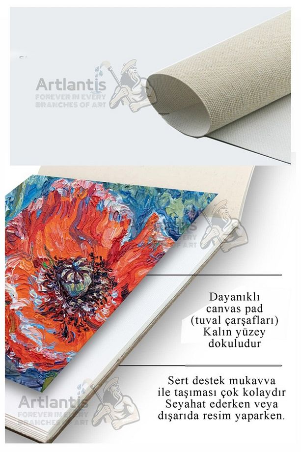 A4 Canvas Pad 280gr 10 Yaprak 1 Adet Canvas Defter Kanvas Tuval Dokulu Tuval Kağıdı Akrilik Guaj Yağ - 2