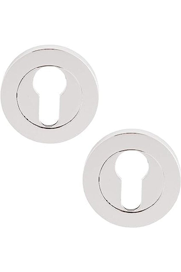 D.T 2 Pack Round Euro Profile Escutcheon Set, Polished Chrome