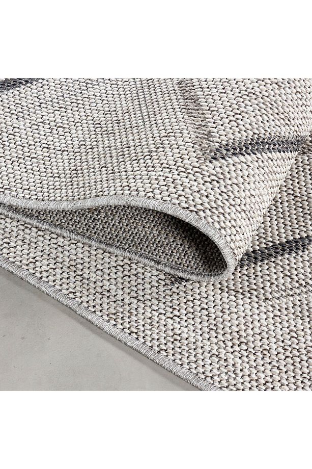 Dış Mekan Teras Halısı Sisal Hasır görünümlü Zigzag desenli Krem Bej Dokuma Halı - 5