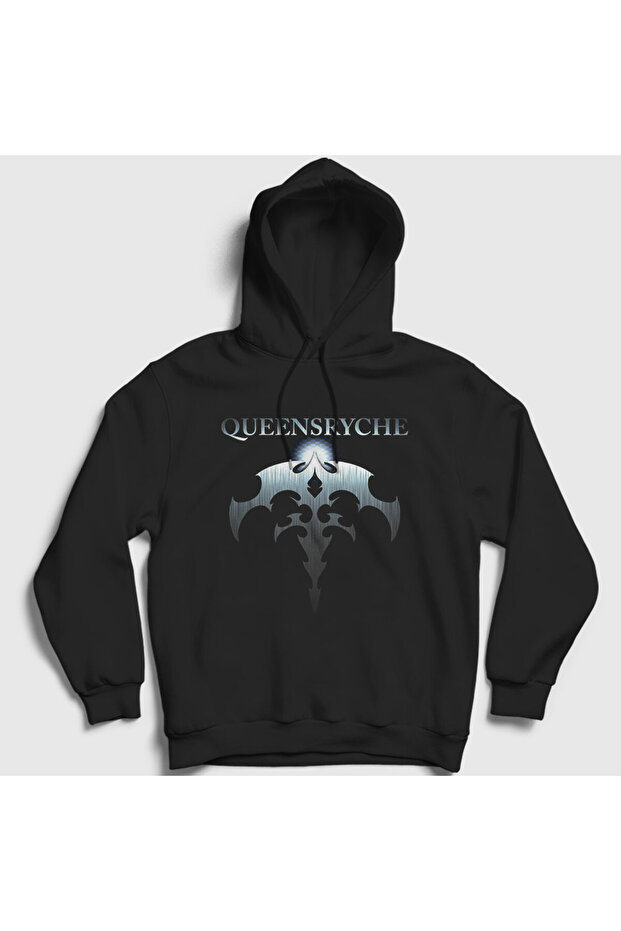 Unisex Black Logo Metal Queensryche Hooded Sweatshirt 549637Tt