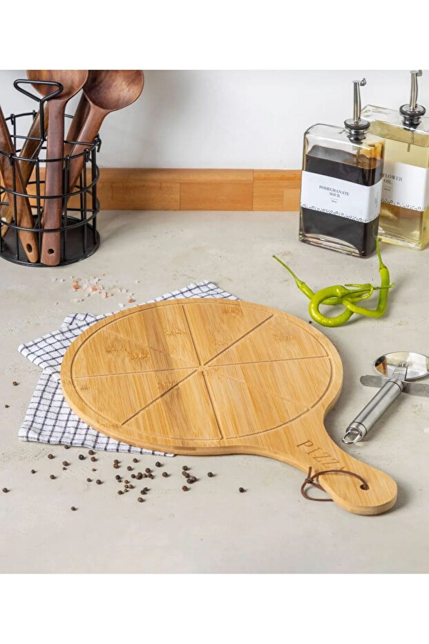 Bamboo Pizza Presentation Board with Slices 29 cm