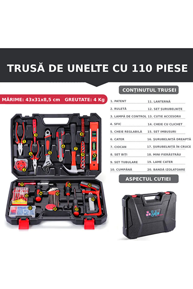 110-Piece Professional Tool Kit, Chrome Vanadium, Sofia CONCEPT®, Black Red - 4