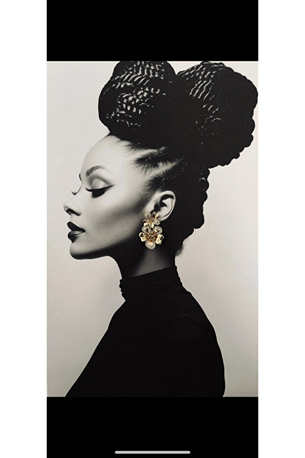 Çiçekli Xuping Gold Çelik Küpe - 3