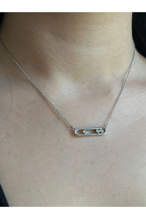 Hareketli Taşlı Mess Model Kolye - 2