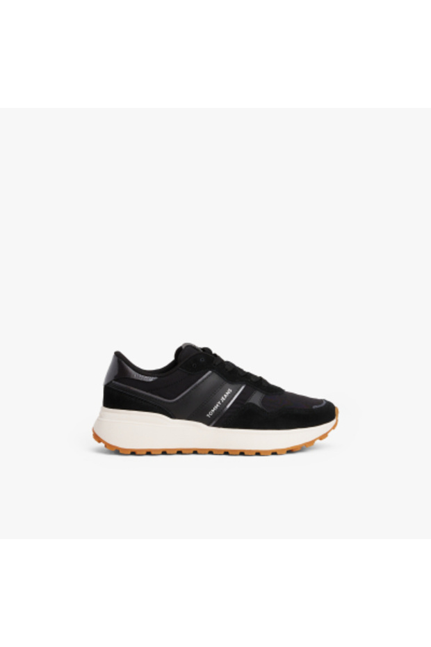 Tommy Hilfiger Women Black Cleated Runner Low Top Sneakers - 6