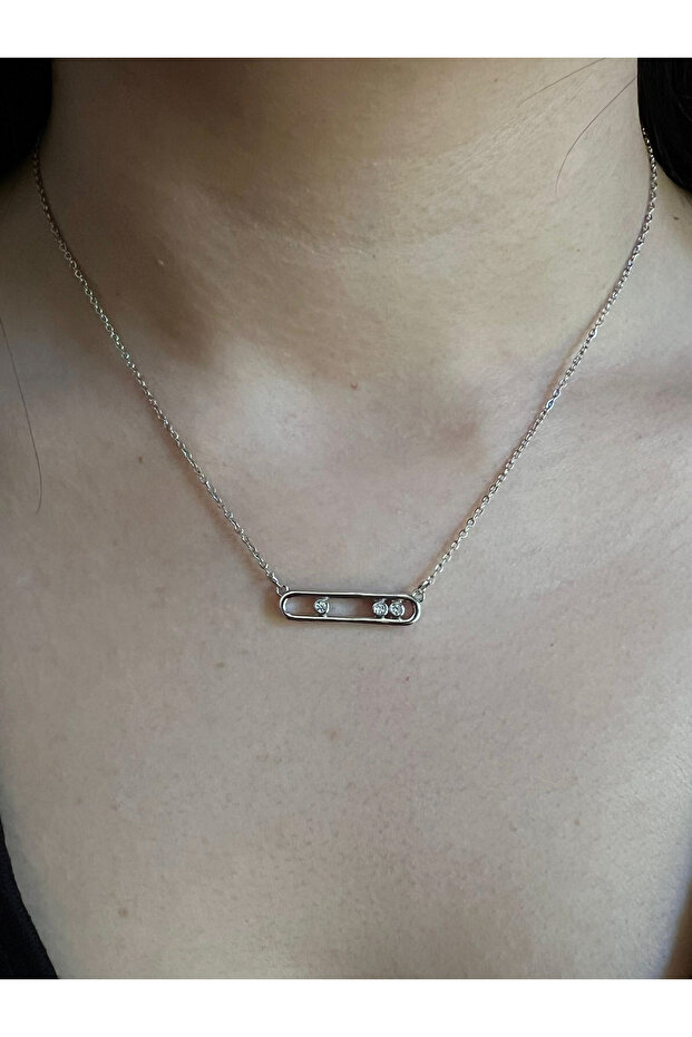 Hareketli Taşlı Mess Model Kolye - 3