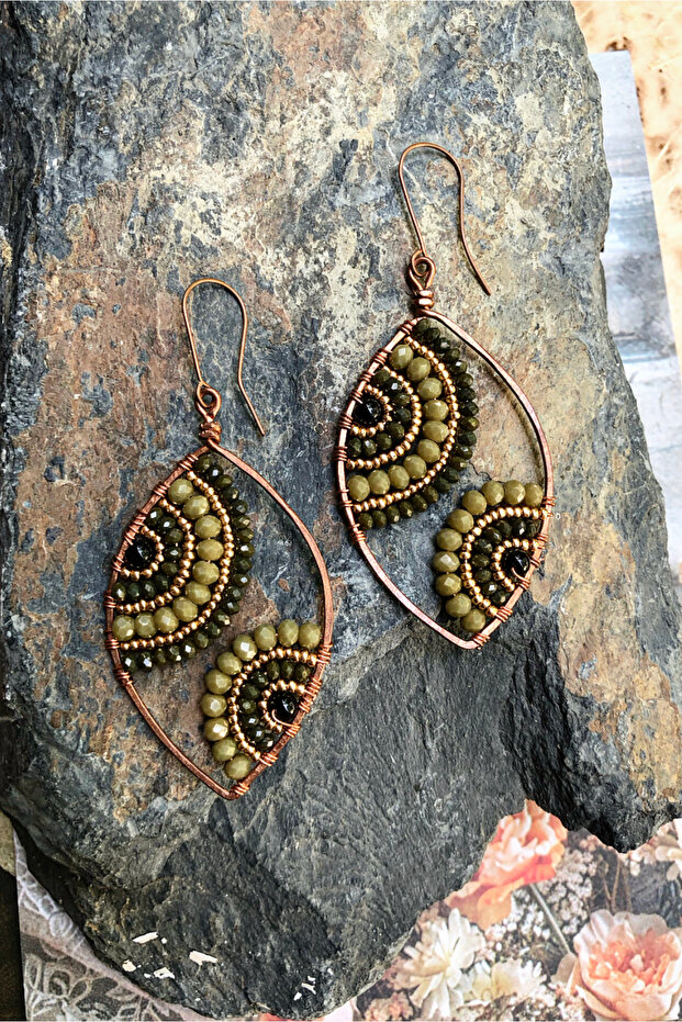 Handmade Copper Wire Wrap Earrings