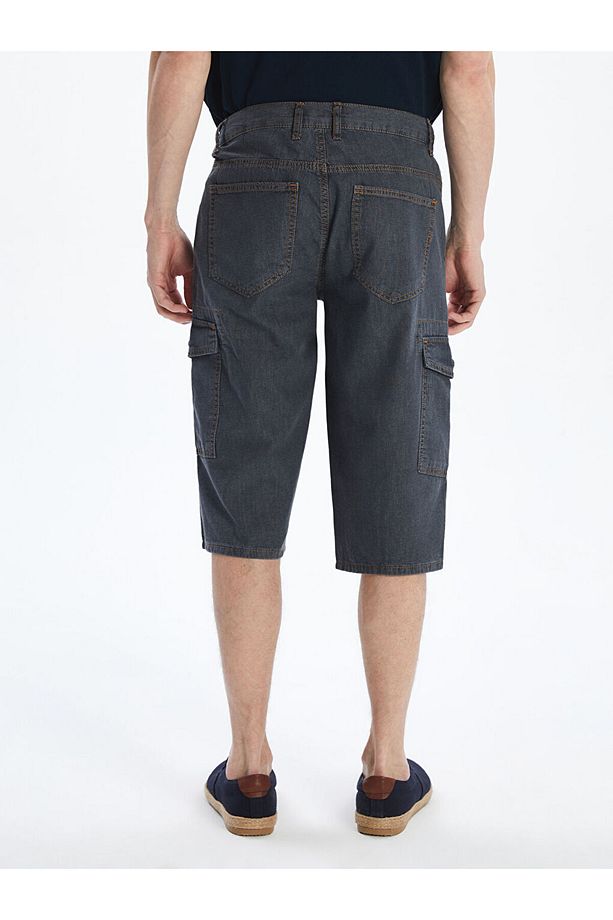 Jeans Gri Standart Kalıp Erkek Jean Şort - 4
