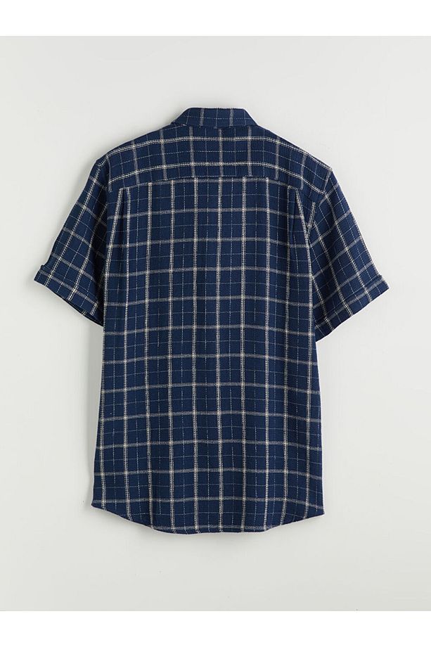 Regular Fit Kısa Kollu Ekose Poplin Erkek Gömlek - 2