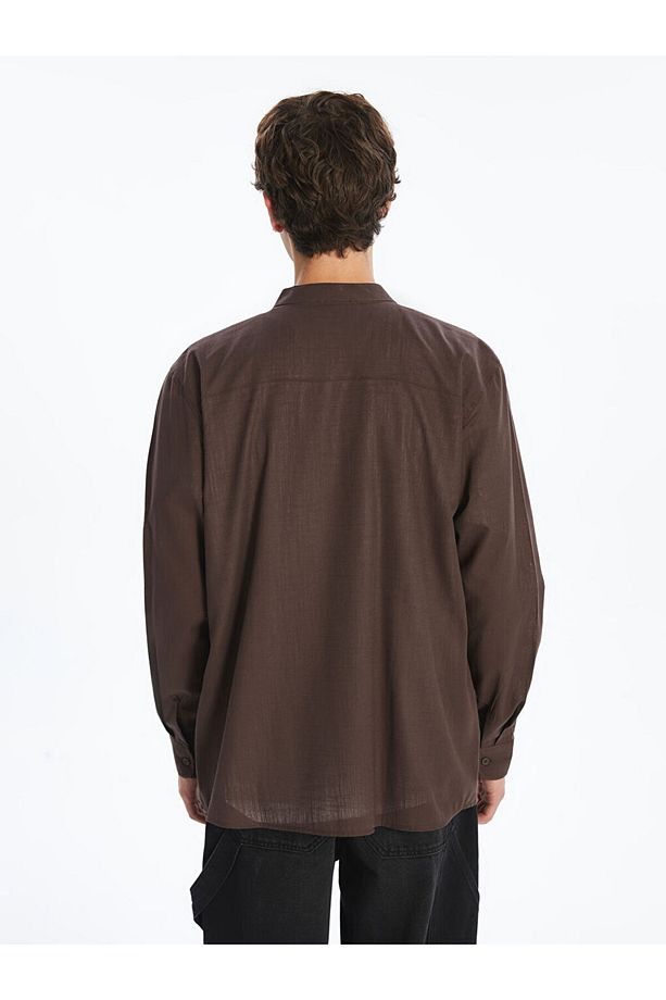 XSIDE Kahverengi Regular Fit Uzun Kollu Poplin Erkek Gömlek - 4