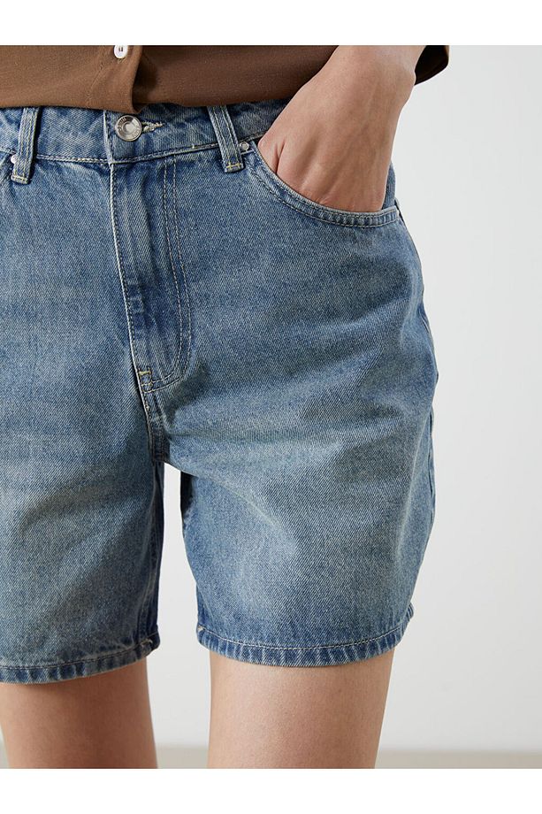 LCW Mom Fit Kadın Jean Şort - 3