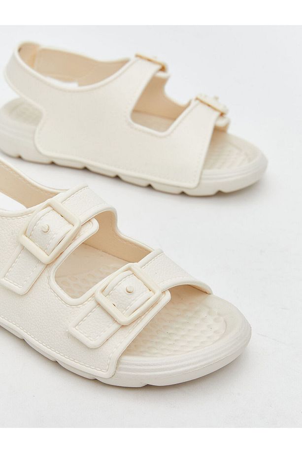 LCW STEPS Ekru Cırt Cırtlı Kız Çocuk Sandalet - 3