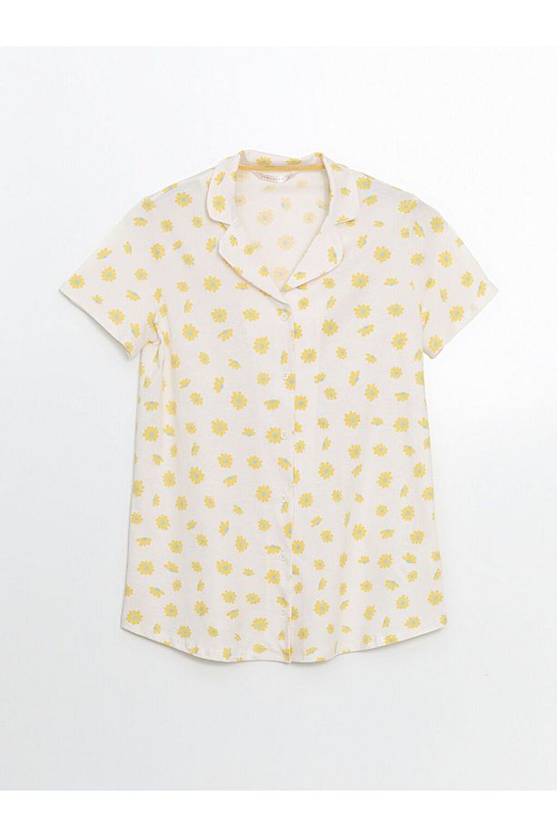 Gömlek Yaka Çiçekli Hamile Pijama Takımı - 6