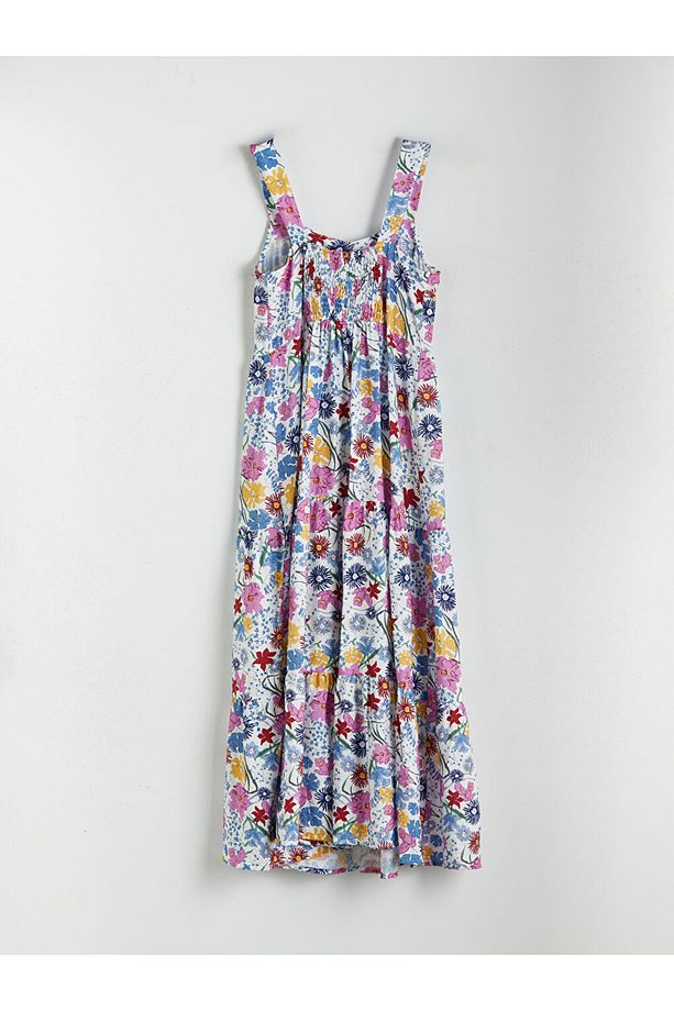 Yeni Sezon Kare Yaka Cicekli Poplin Elbise - S5MT39Z8 - 6