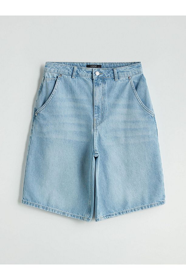 XSIDE Mavi Bermuda Fit Kadın Jean Şort - 5