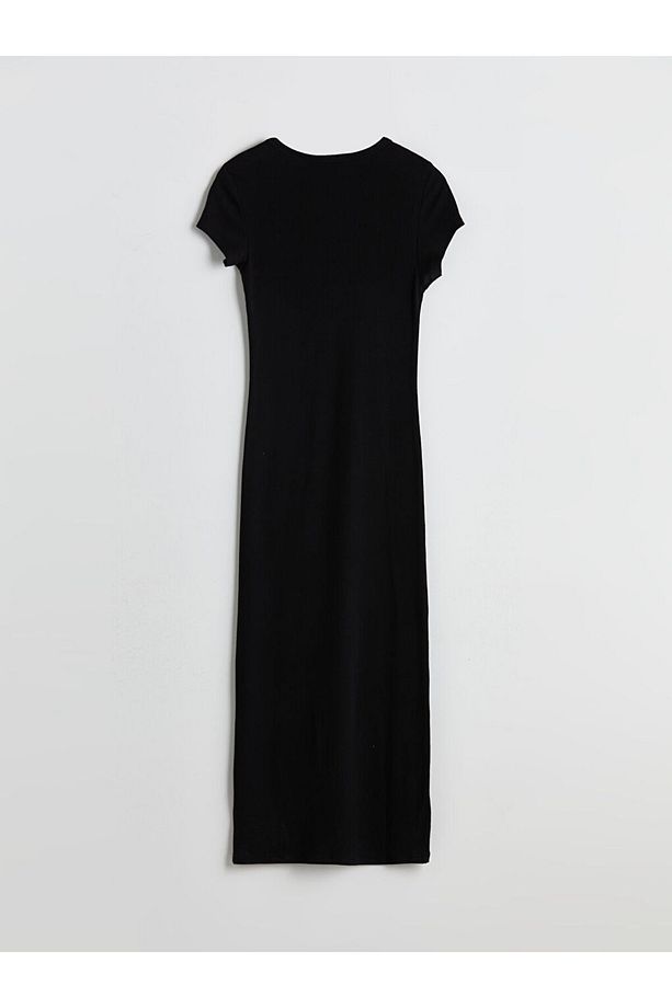 XSIDE Siyah Bisiklet Yaka Bodycon Elbise - 6