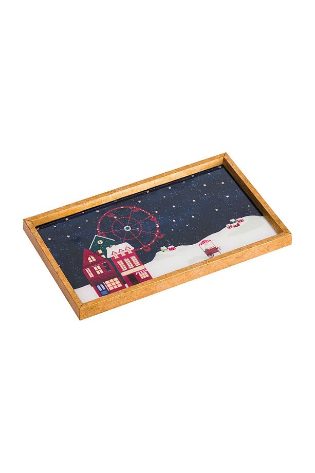 LCW HOME Mavi Yılbaşı Temalı Dekoratif Tepsi 18x30 cm - 6